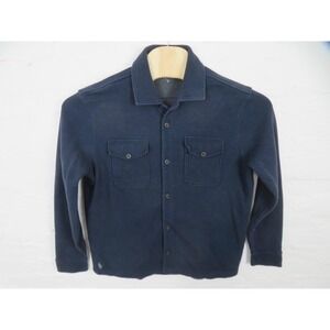 Polo Ralph Lauren Shirt Mens Lg Double Knit Mesh Jacket Blue Lined Button Up